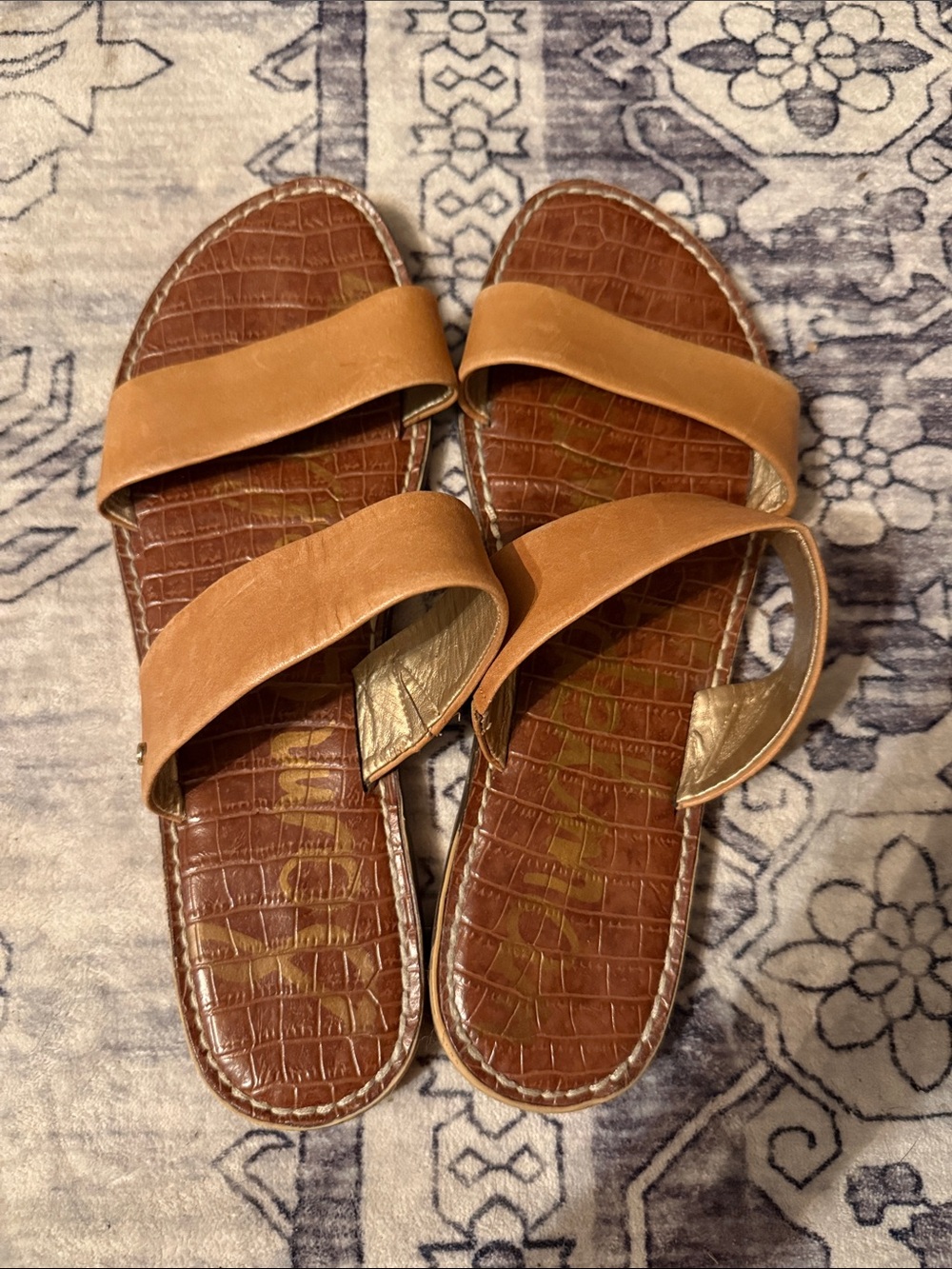 Sam Edelman Women's Gala Flat Sandal Brown Leather 10.5